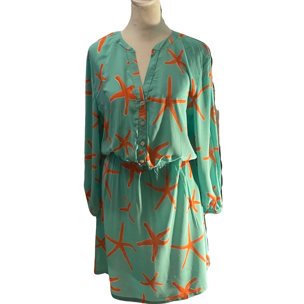 Starfish Print Green Dress
